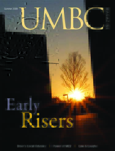 UMBC early risers magazine cover with picture of sunrise