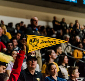 UMBC fan cheers on the Retrievers.