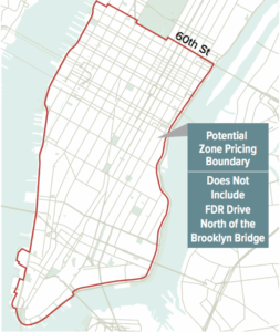 The proposed New York City congestion pricing zone. Fix NYC via Streetsblog, CC BY-ND
