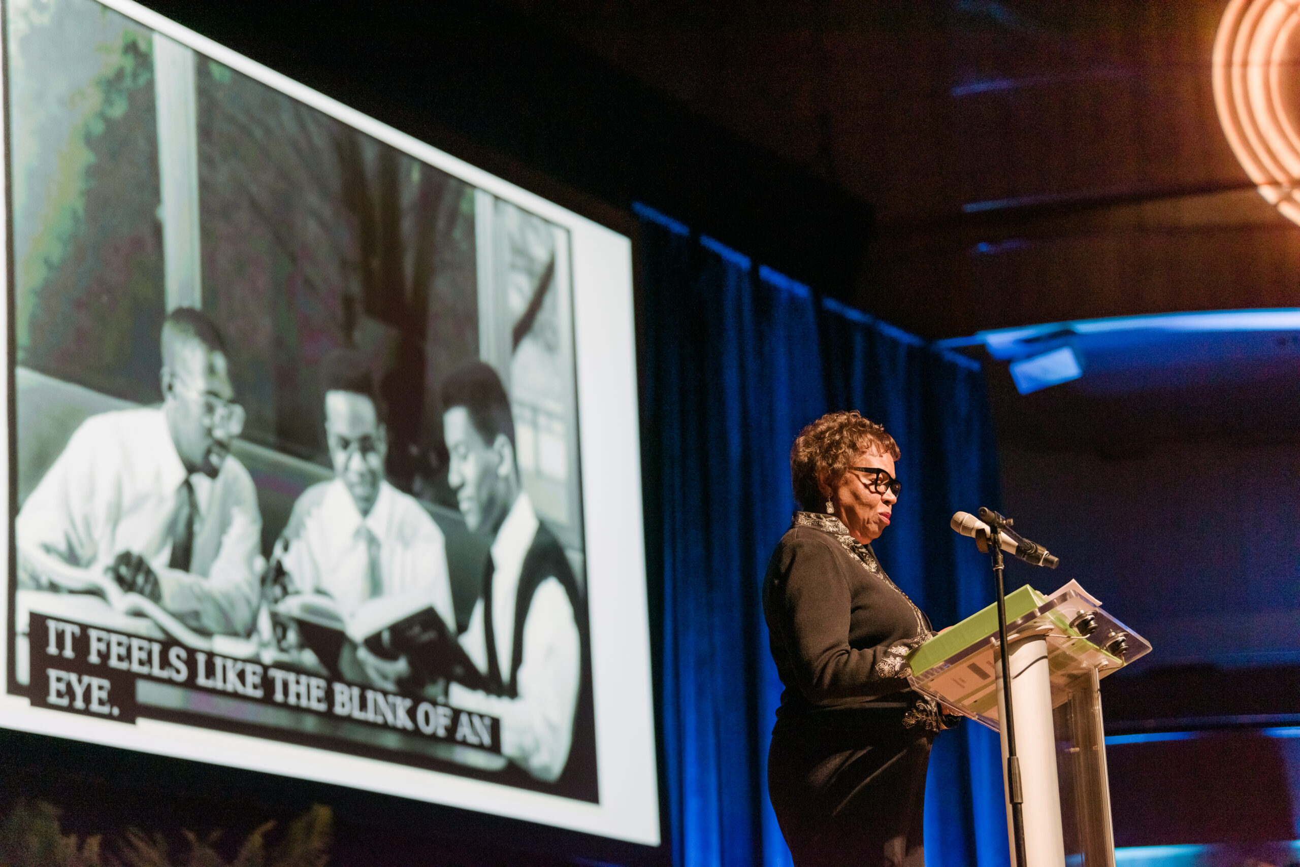 Woman gives presentation at Meyerhoff Celebration