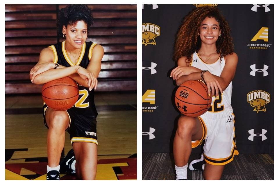 Karyn and Lyric Swann. Photo courtesy of UMBC Athletics.