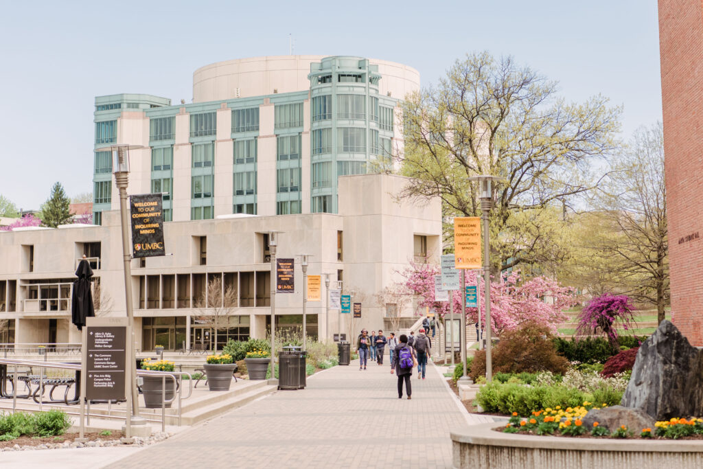 UMBC Albin O'Kuhn Library in springtime
