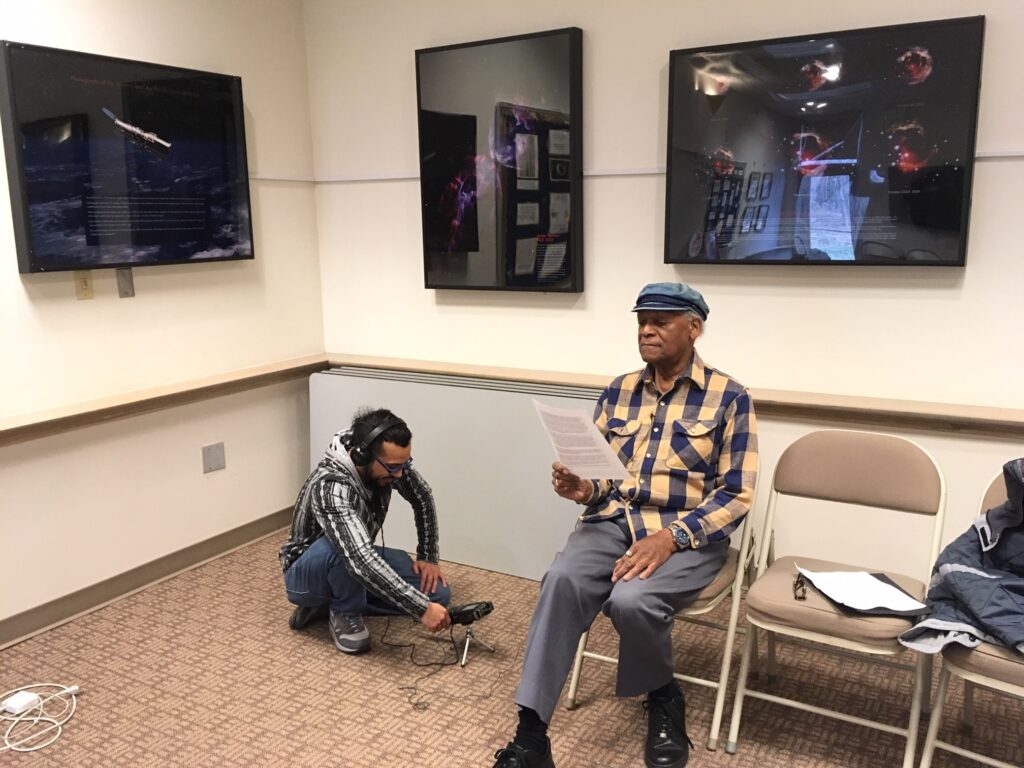 Pineda recording audio for exhibit.