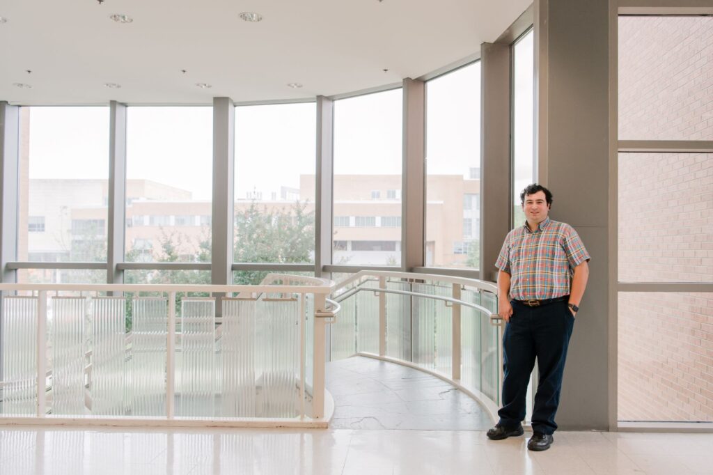 Professor in building atrium