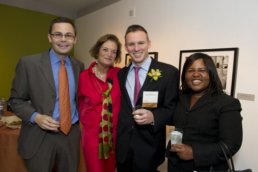 Merki with Alicia Wilson '04, right, and Paul Pineau and Susan Leviton, at the Alumni Award ceremony in 2010.