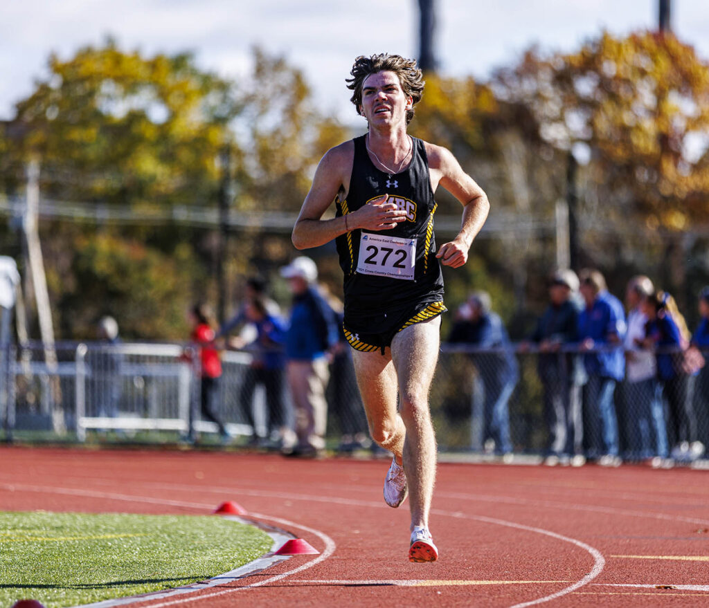 Cameron Hindle at the 2021 America East Conference Cross Country Championship meet in Durham, NH, in October 2021. Photo courtesy of America East Conference.