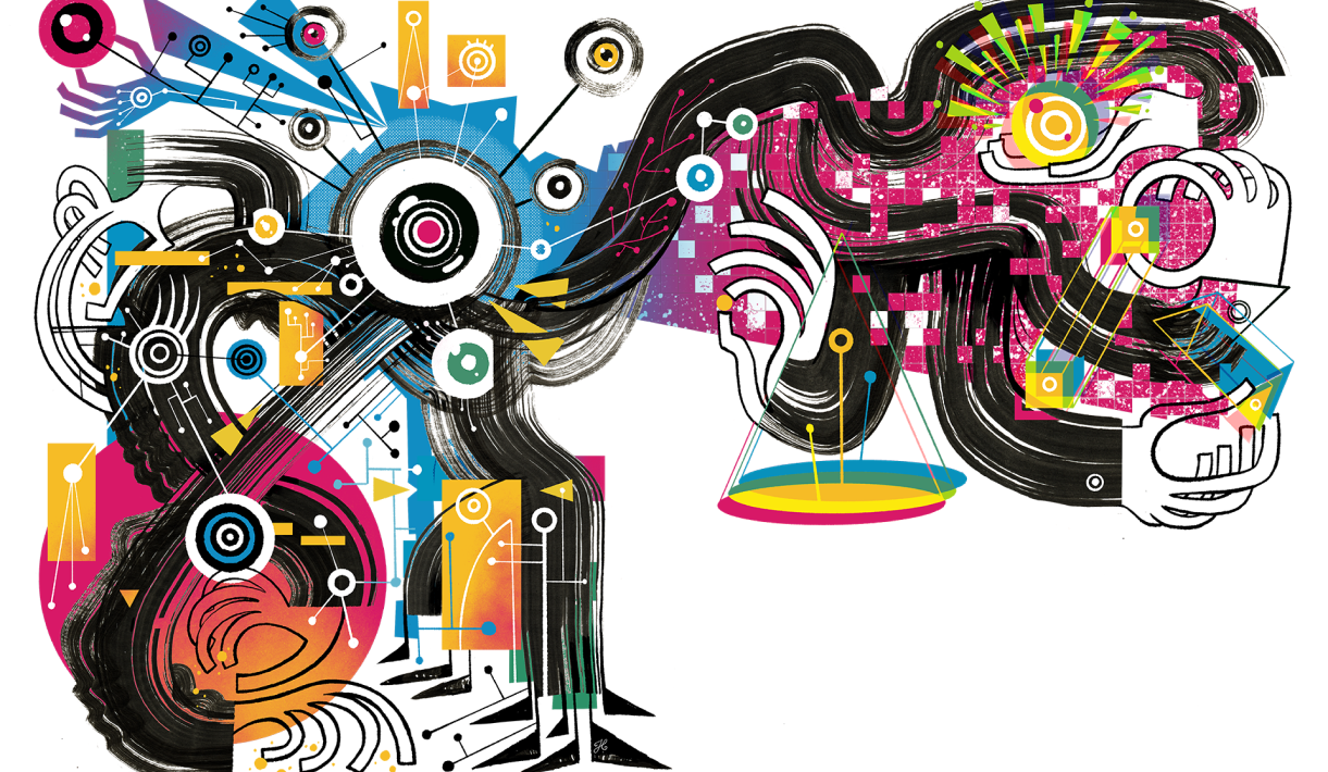 Abstract illustration by David Habben, depicting artificial intelligence.