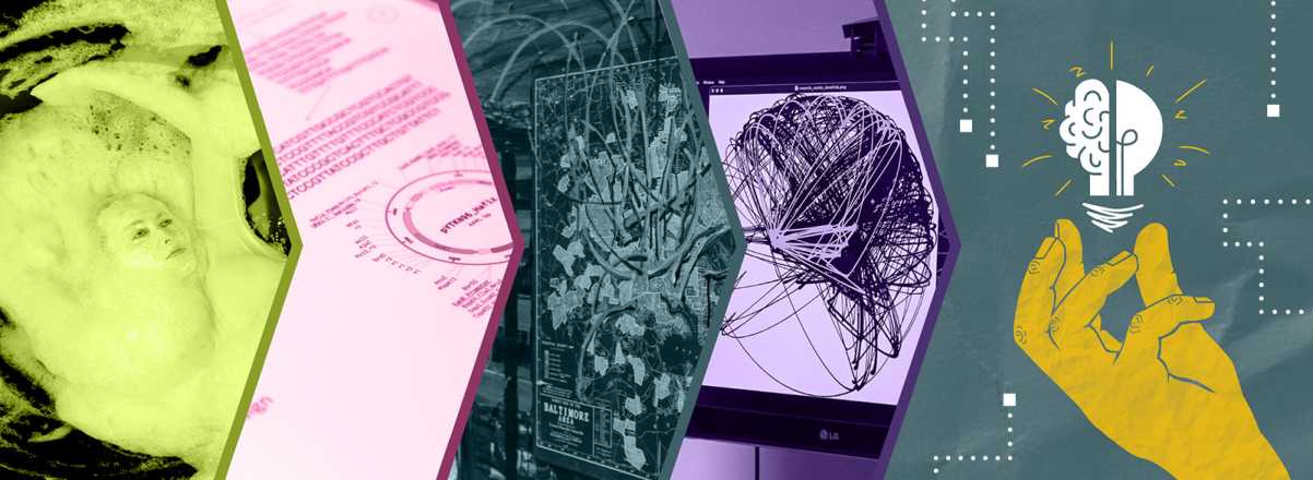 Digital collage of abstract and illustrated imagery.