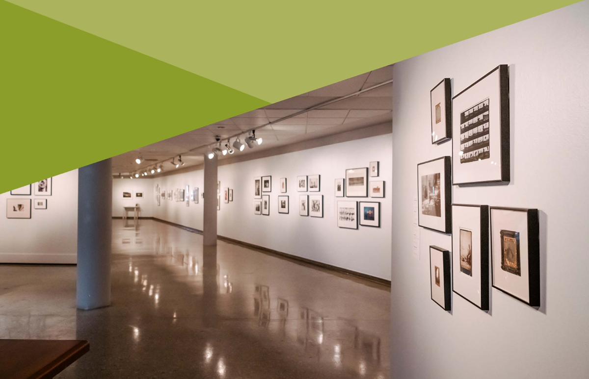UMBC's Albin O Kuhn Library Gallery, with walls full of hanging images