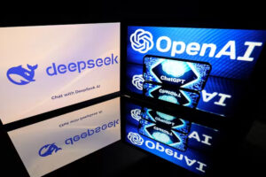 Logos of deepseek and OpenAI