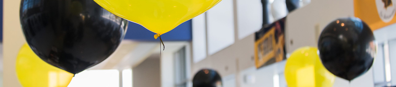 black and gold balloons in the commons