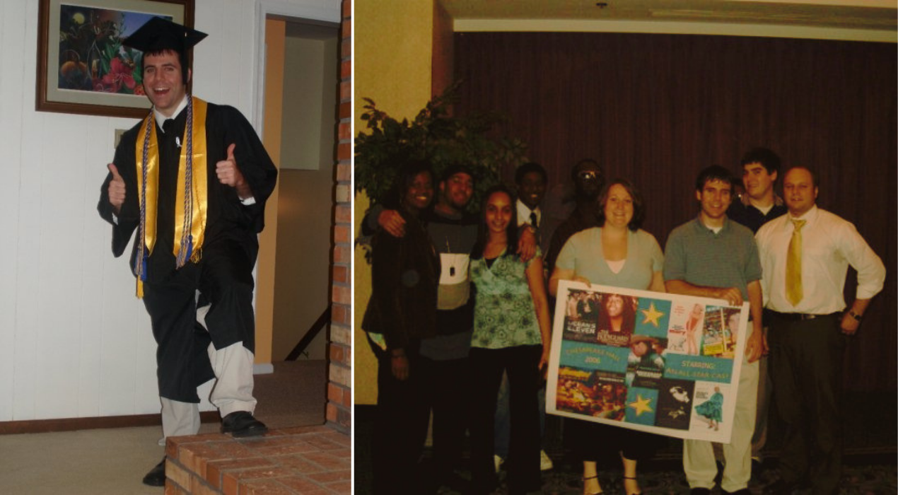 Clelan on his graduation day. Clelan and his RA (resident assistants) peers.